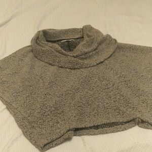 LOFT Gray Sherpa-type Cropped Cowl Neck